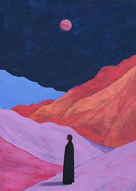 Silhouette in a Dreamy Landscape