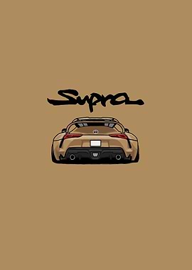 Beige Toyota Supra simple car artwork