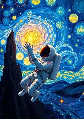 Astronaut in Starry Night