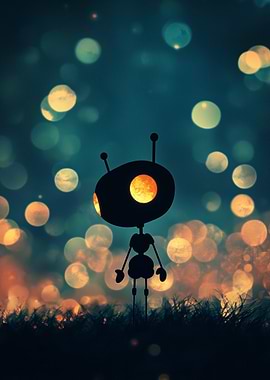 Silhouette Robot in Lights