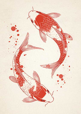 Red Koi Fish Illustration