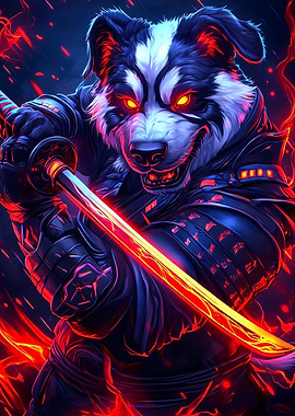 Bernard Dog Samurai Warrior Animal