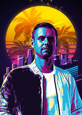 Retro 80s Synthwave Portrait