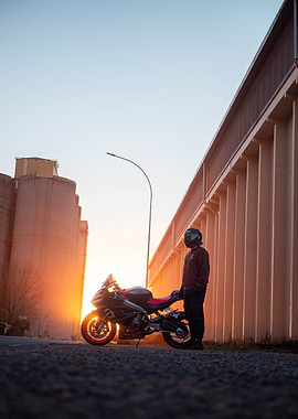 Motorcycle Sunset Silhouette
