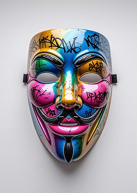 V for Vendetta Graffiti Mask - Multicolor