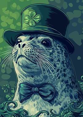 Seal in Clover Hat