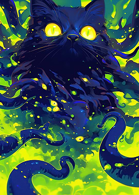 Black Cat with Tentacles