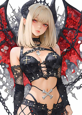 Gothic Angel with Red Wings Gaming