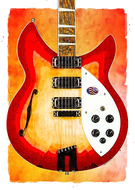 Red Electric Guitar Watercolor
