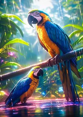 Parrots in the Rain
