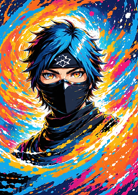 Anime Ninja with Colorful Background