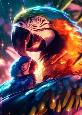 Loving Macaw Family