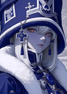 Anime Girl in Blue and White