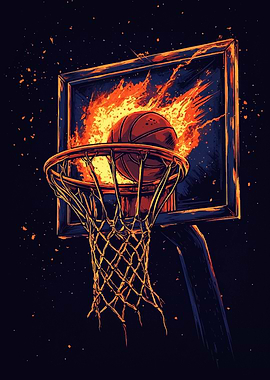 Flaming Basketball Hoop