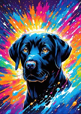 Black Lab in Color Burst