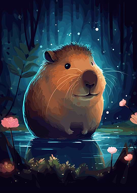 Cute Capybara in Forest