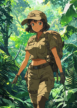 Anime Girl in Jungle