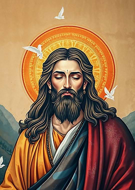 Meditating Jesus Christ Icon