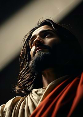 Serious Jesus Looking Up