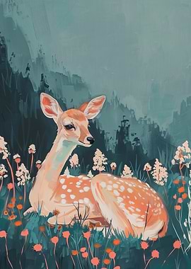 Fawn in a Forest