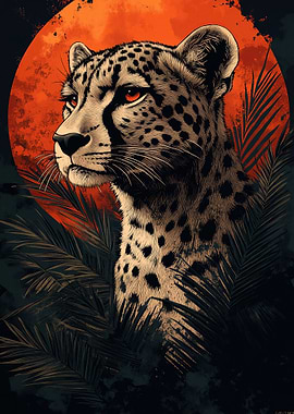 Cheetah Under Blood Moon