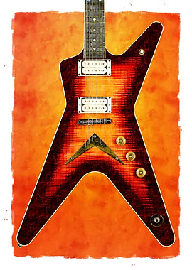 Red Electric Guitar Watercolor