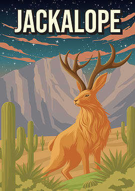 Jackalope Cryptid Cryptozoology Desert Poster