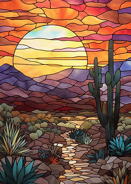 Stained Glass Desert Sunset