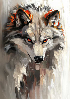 Abstract Wolf Portrait Painting