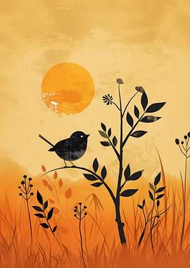 Silhouette Bird Sunset