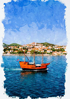 Sailing Ship in Harbor