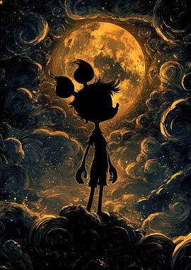 Silhouette Under Moon