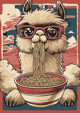 Llama Eating Ramen