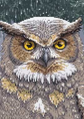 Great Horned Owl Pixel Art