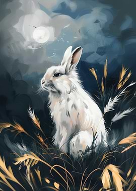White Rabbit Under Moonlight