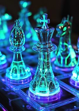 Glowing Glass Chess Set