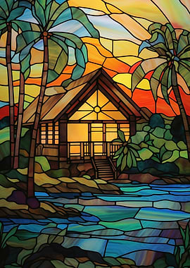 Stained Glass Tropical Nature