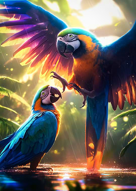 Tropical Macaws in Action