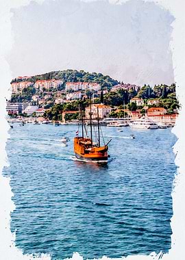 Sailing Ship in Harbor