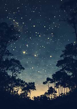 Starry Night Forest