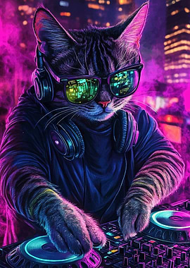 DJ Cat in Neon City