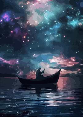 Starry Night Rowboat