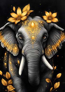 Golden Elephant Art Animal