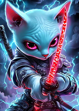 Sphynx Cat Samurai Warrior Animal
