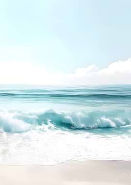 Ocean Wave on Sandy Beach