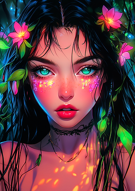 Anime Girl with Flowers