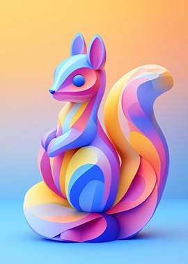 Colorful 3D Squirrel