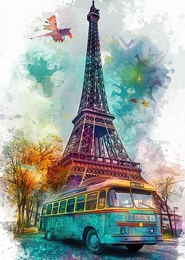 Eiffel Tower Watercolor