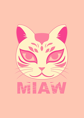 Peach and Pink Cat Mask Design