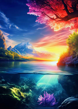 Underwater Sunset Landscape